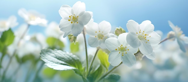 Spring forest white flowers primroses