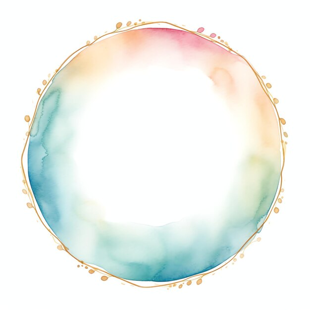 Photo spring and gold watercolor circle