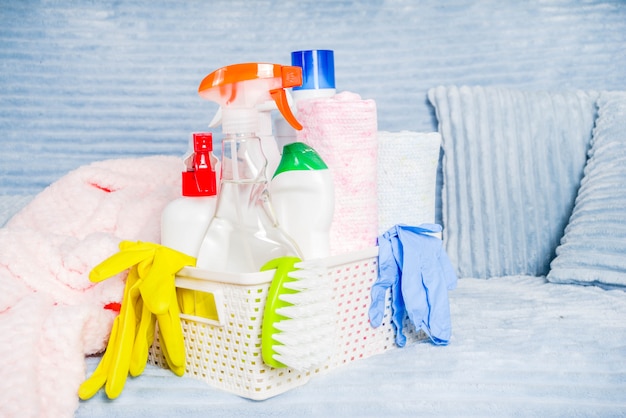 Spring home cleaning and housekeeping background