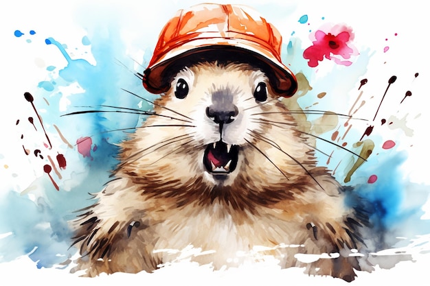 Photo spring the inscription on a light background trendy trendy background groundhog rodent