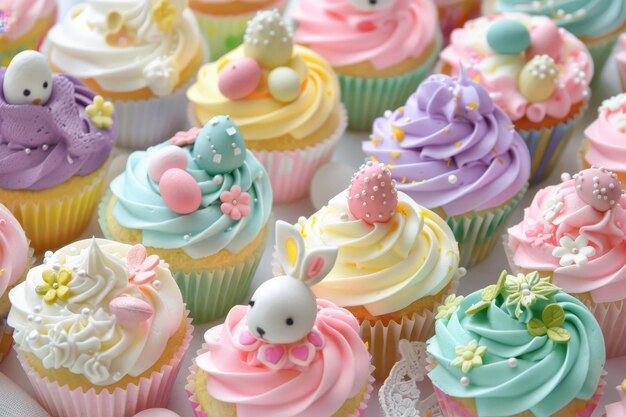 Spring into Easter with These Creatively Decorated Cupcakes Featuring Bunnies and Pastel Colors