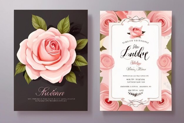 Photo spring invitations with blossom sakura cherry flowers place for text