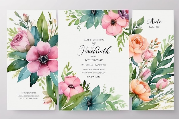 Spring invitations with blossom sakura cherry flowers Place for text