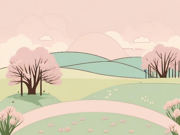 Photo spring landscape background simple vector illustration