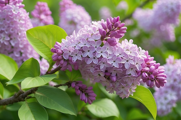 春の風景開花する紫の花の孤独な枝