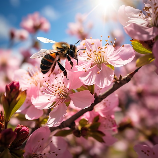 Spring Landscape with a Bumblebee