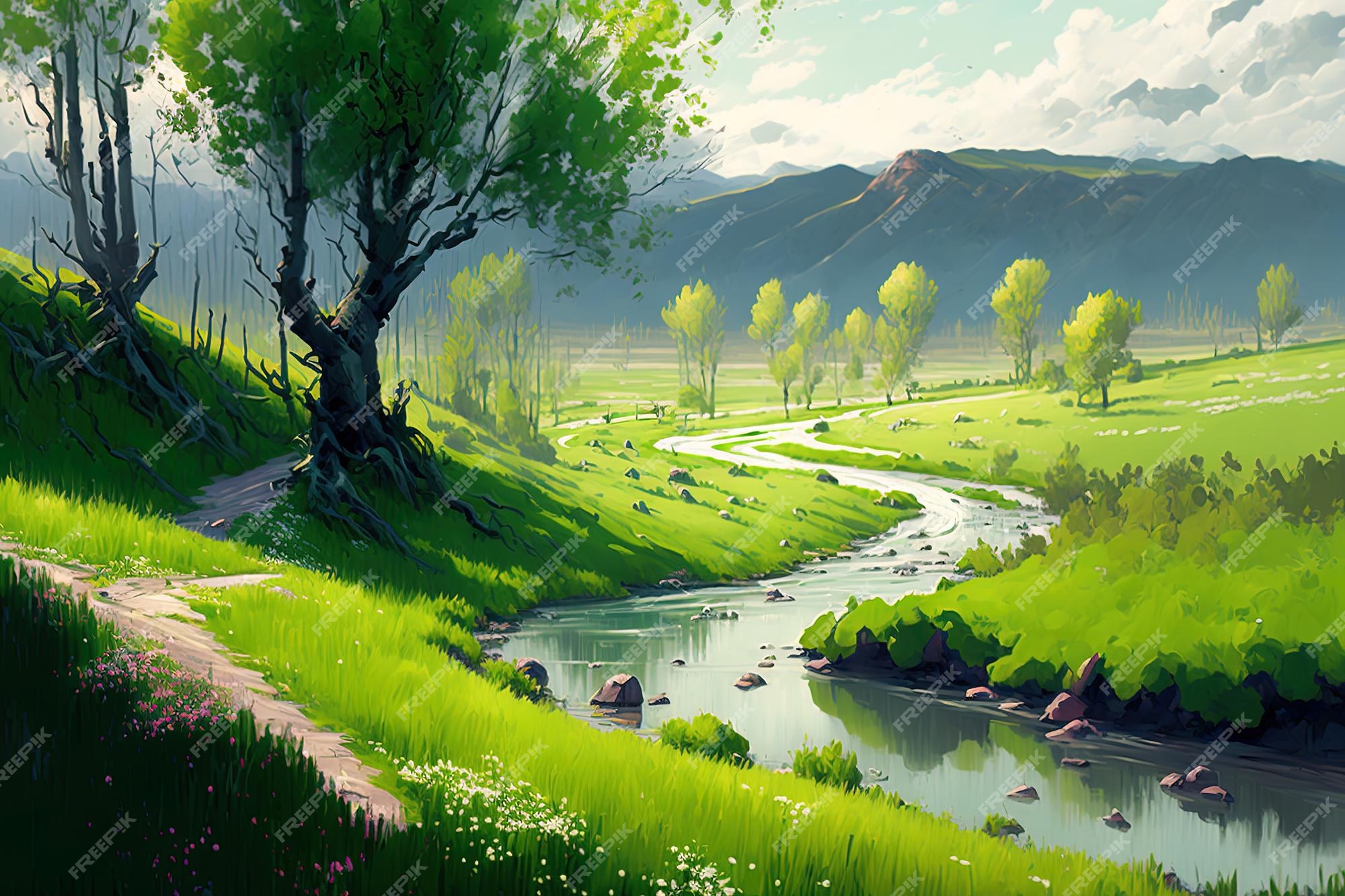 spring landscape painting