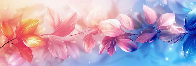 Photo spring leaves abstract background gentle gradient in pastel colors