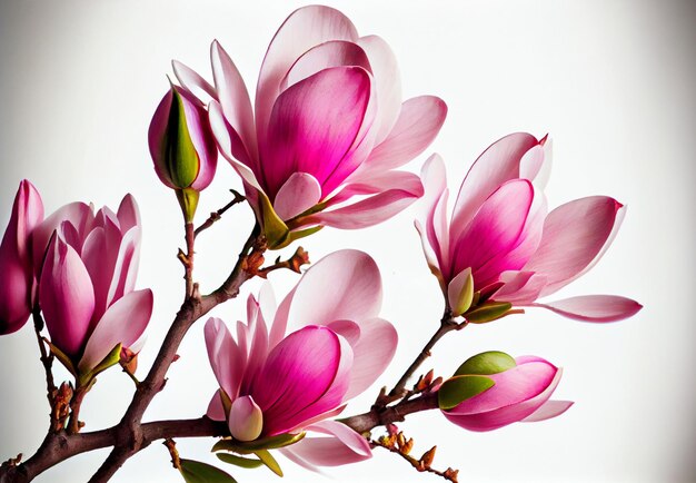 Spring magnolia flowers and twigs. Generative ai