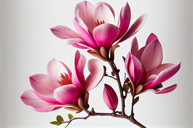 Spring magnolia flowers and twigs. Generative ai