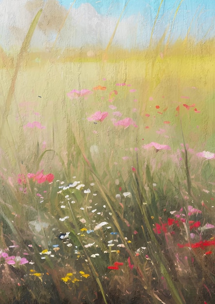 Spring Meadow Nature Landscape Painting