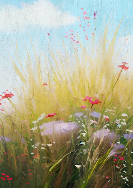 Photo spring meadow nature landscape painting