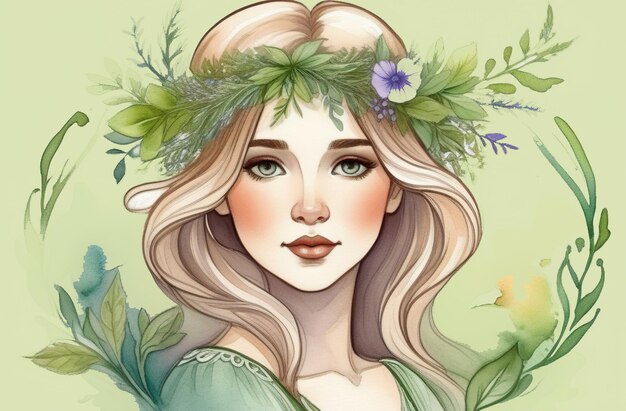 사진 봄 분위기 은 머리카락에 신선한 꽃을 가진 아름다운 젊은 소녀 섬세한 색상 모양과 선 화장품 자연 아름다움과 미학 화장품 개념