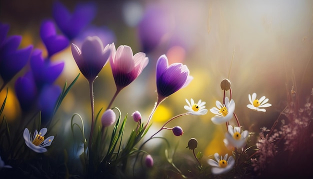 Spring Nature Background Scene. AI generative.