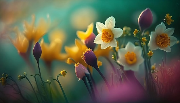 Spring Nature Background Scene. AI generative.