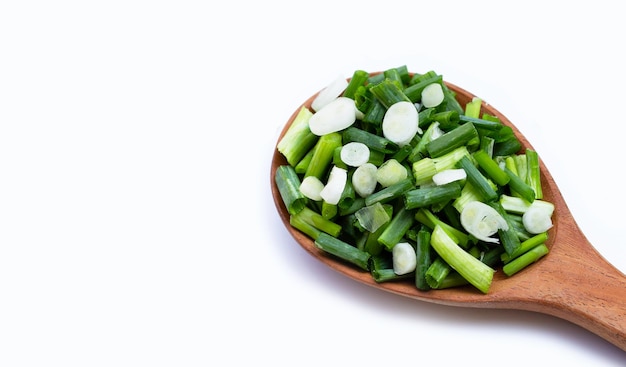 Spring onion on white background