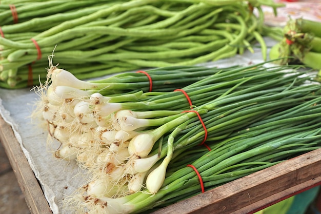 Spring onions at the market