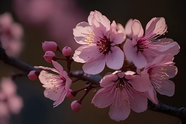 Spring painting of cherry blossomsThe beauty of nature Generative AI