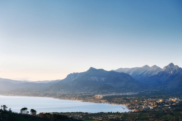 Spring panorama of sea coast city Trapany. Sicily, Italy, Europe