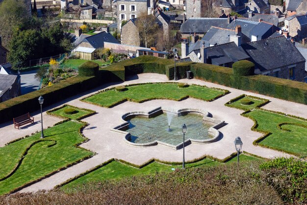 Spring park in Fougeres town France, Brittany