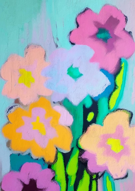 Spring Pastel Colors Floral Painting