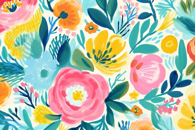 Photo spring pattern wallpaper paper nature garden seamless flower floral background ornament flora watercolor design