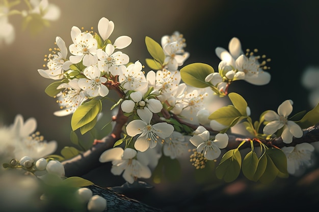꽃이 피는 나뭇가지의 봄 사진자연의 아름다움 Generative AI