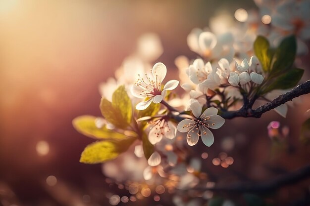 Spring picture of flowering tree branchesThe beauty of nature Generative AI