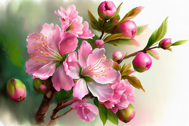 Spring Pink Blossoms art style Generative Ai