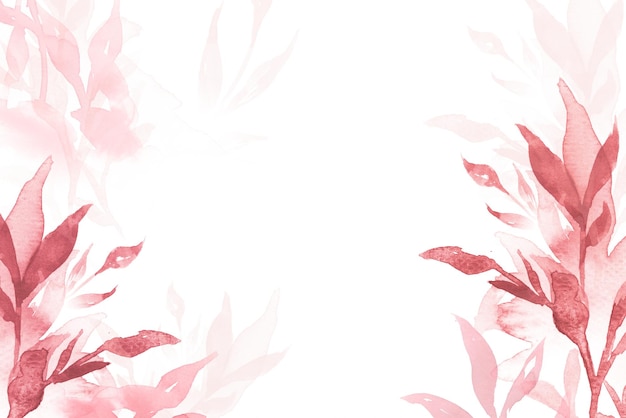 잎 일러스트레이션과 함께 분홍색의 봄 png 꽃 수채화 배경