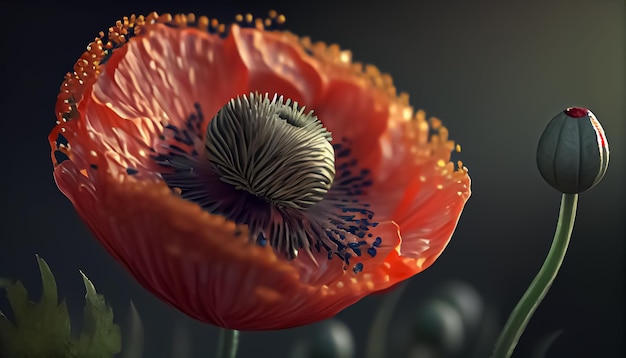 Spring Poppy Flower realistic 3D