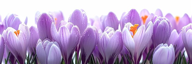 Photo spring purple crocuses crocus heuffelianus first banner image for website background