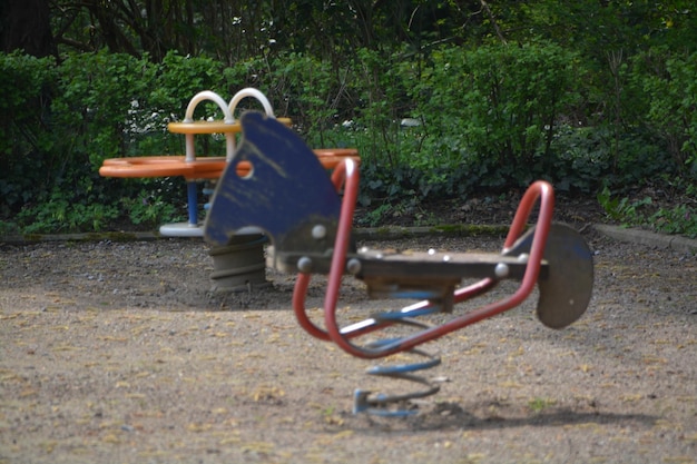 Photo spring rides at playground