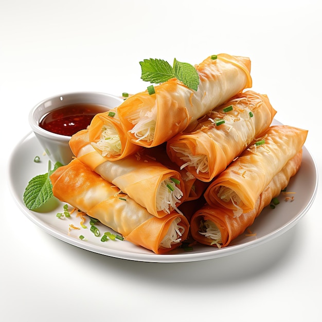 Photo spring rolls isolated on white background