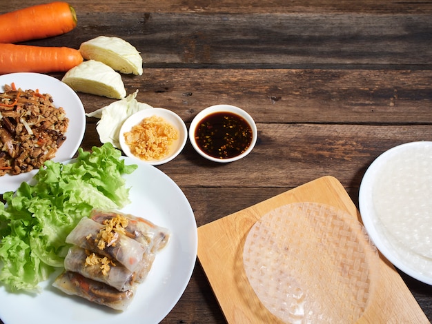 Spring rolls and rice paper.