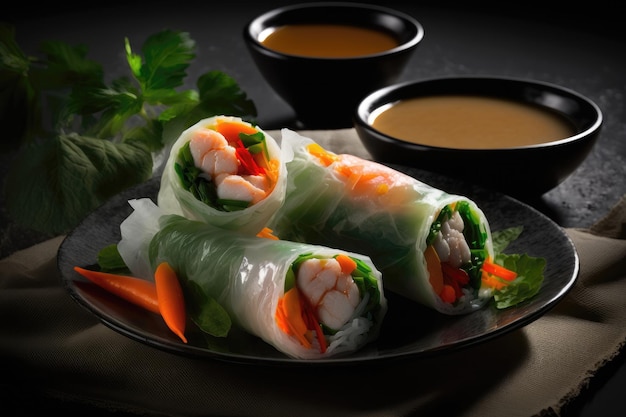 Spring Rolls With Vegetables And Shrimp Generative AI