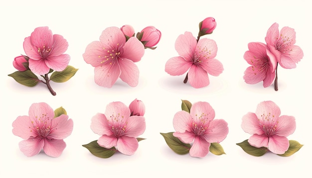 Spring sakura cherry blooming flowers bouquet Design spring tree illustration