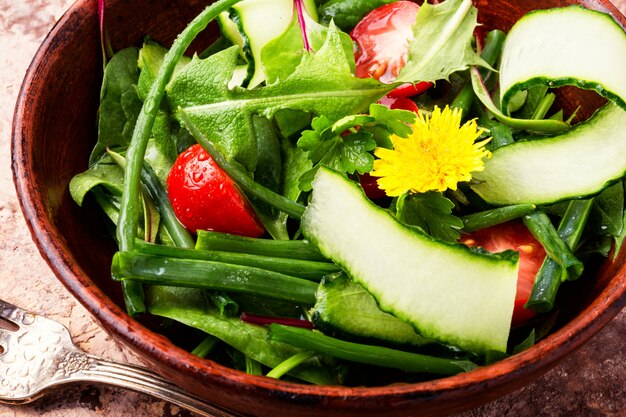 Spring salad with dandelions