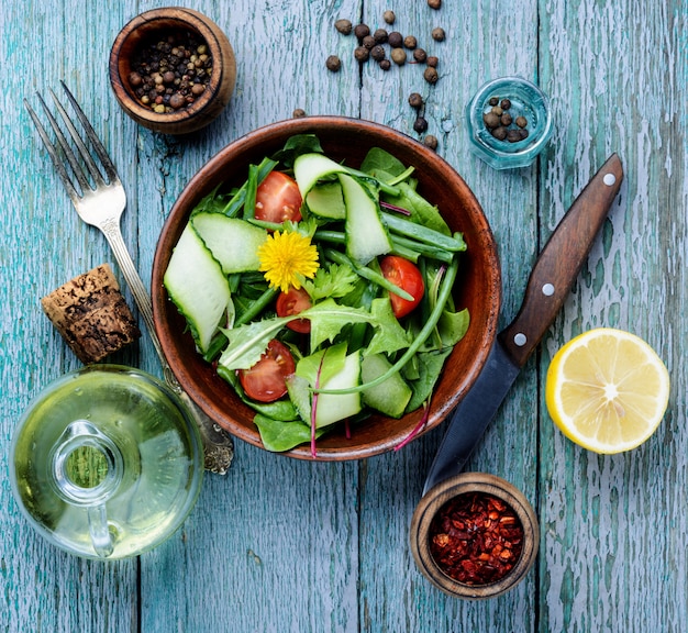 Spring salad with dandelions