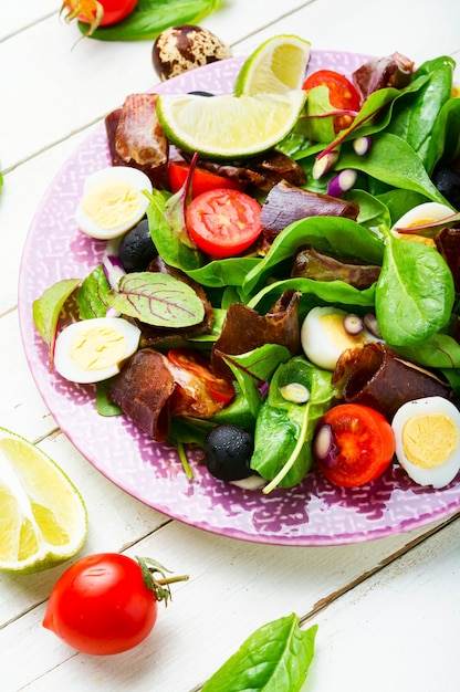 Spring salad with herbs and jerky