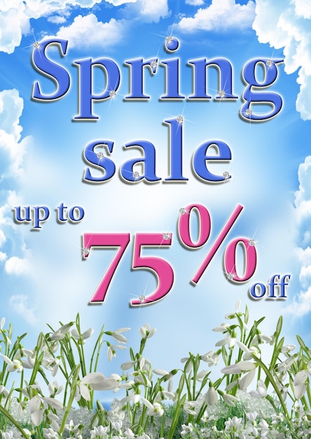 Photo spring sale with 75 off vertical banner for social media and web design