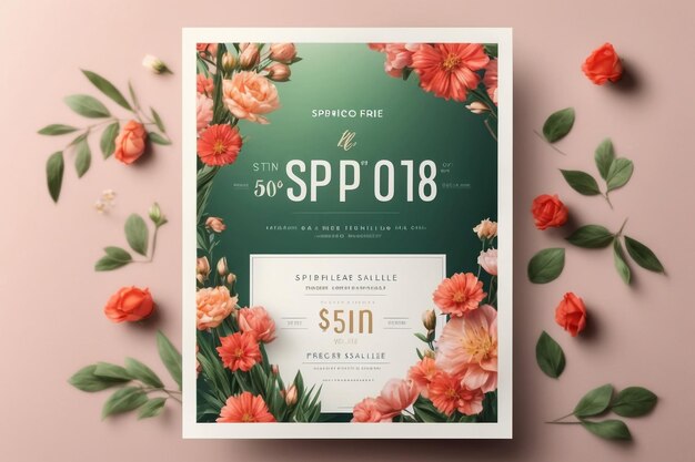 Photo spring sale with blossom flowers stories template flat illustration editable of square background su