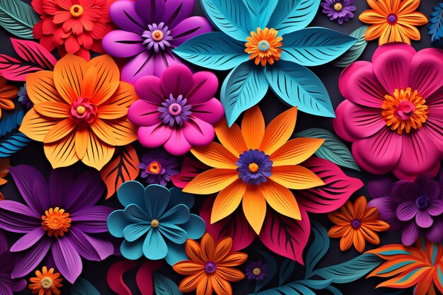Spring sale with multicolored flowers