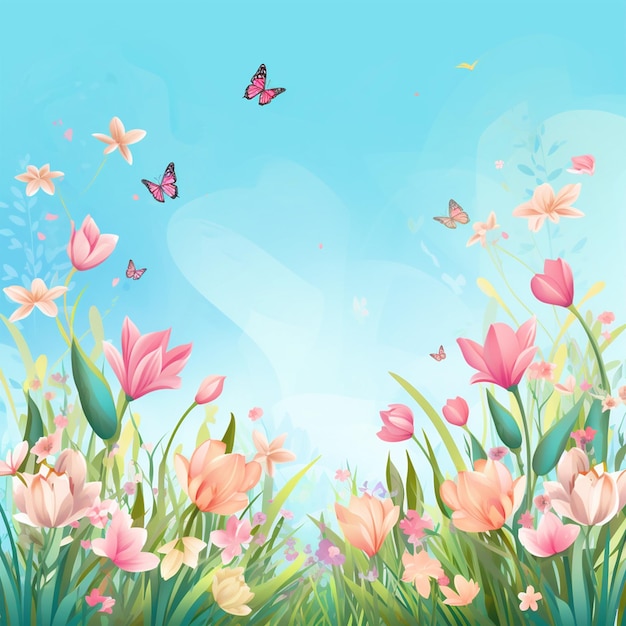 Spring season background with beautiful flowers