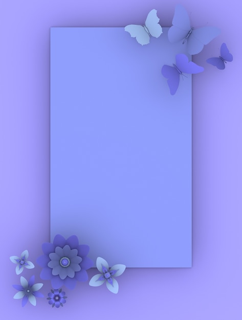 Spring season floral background with copy space 3d illustration