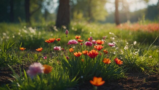 spring season in the green forest