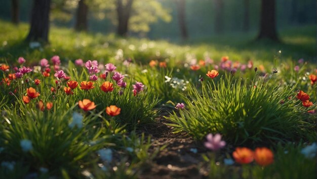 Photo spring season in the green forest