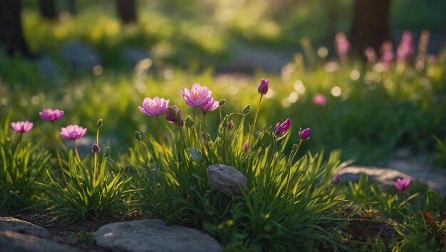 spring season in the green forest