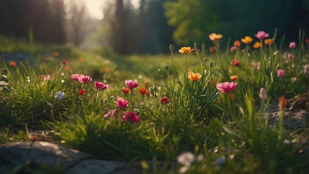 spring season in the green forest