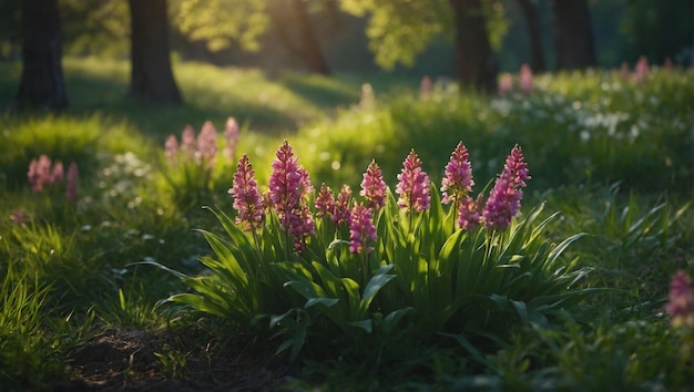 spring season in the green forest